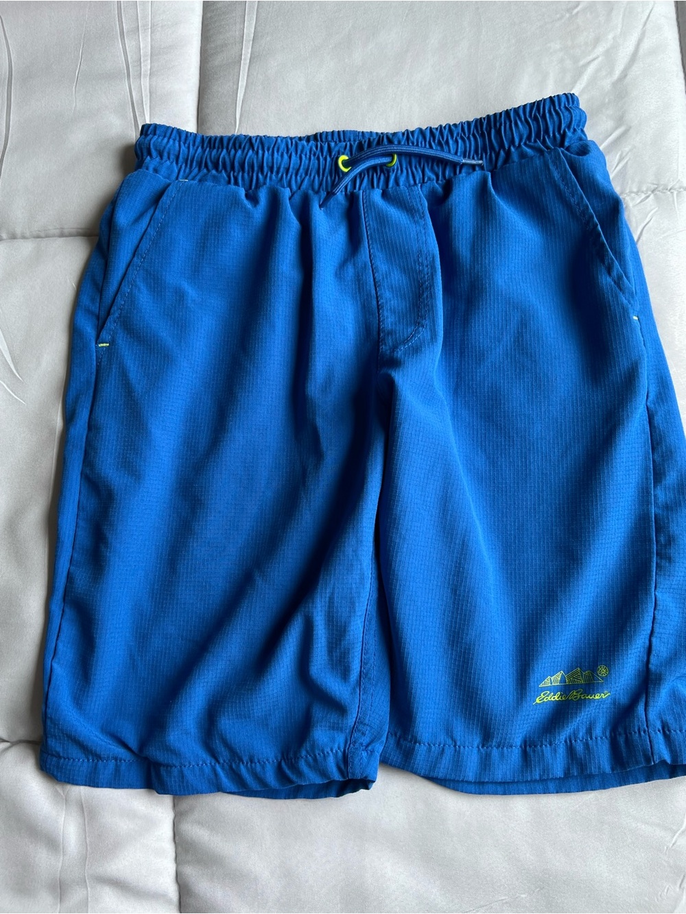 Eddie Bauer Kids Swim Trunks Blue Mesh Lined Boys Medium 10/12 Quick Dry Beach